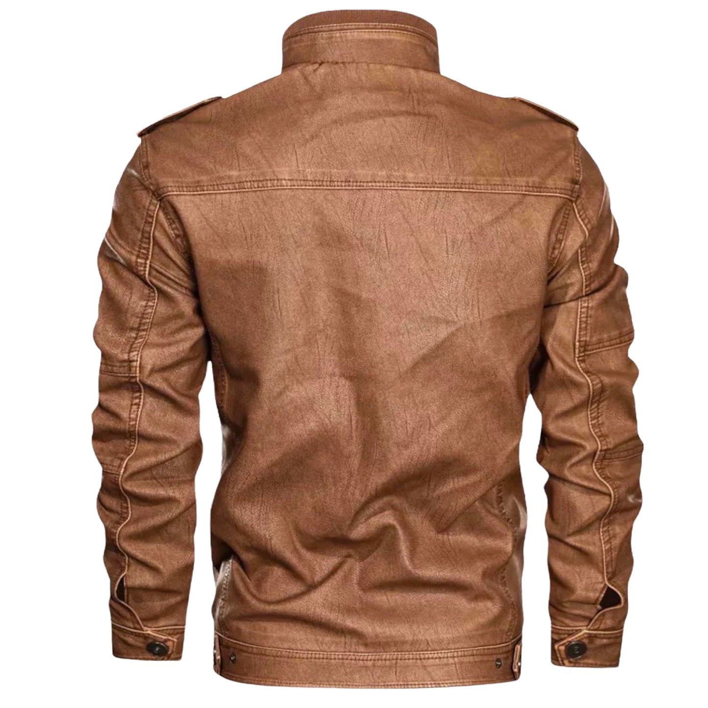 Chaqueta Hombre de Cuero con Cremallera Ajuste Regular