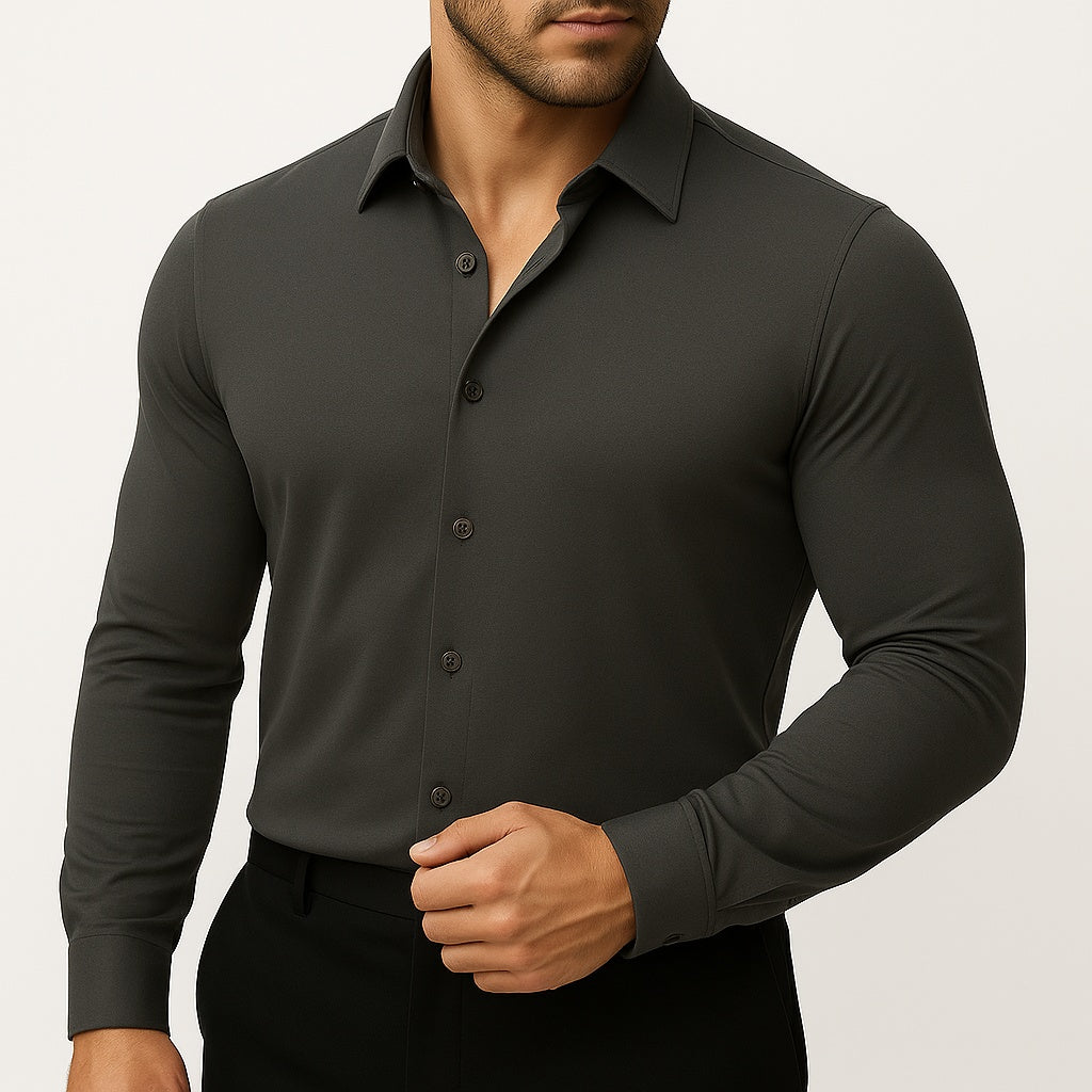 Camisa de Vestir Hombre Algodón Manga Larga Ajustada