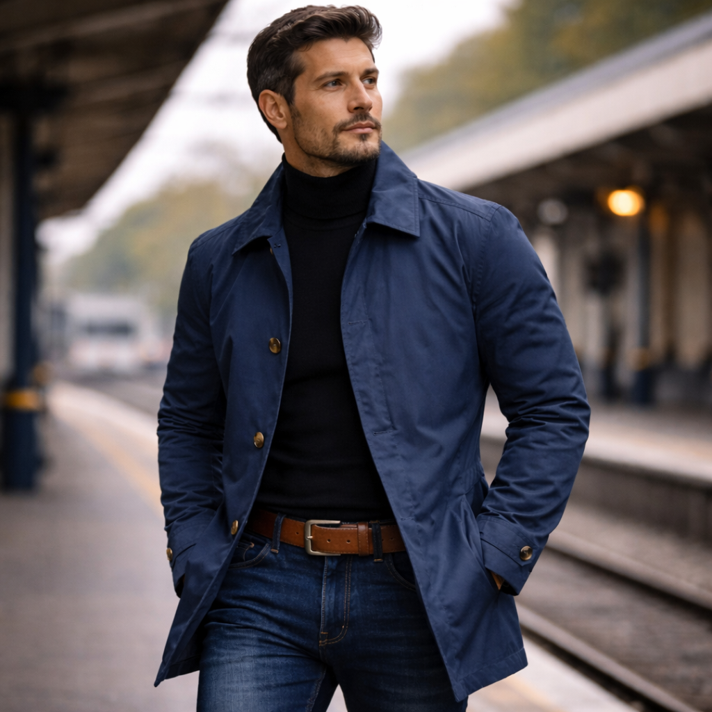 Abrigo Hombre Elegante Corte Clásico