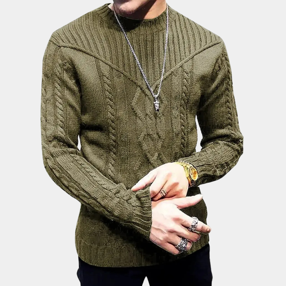 Jersey Hombre de Punto Trenzado Ajuste Clásico