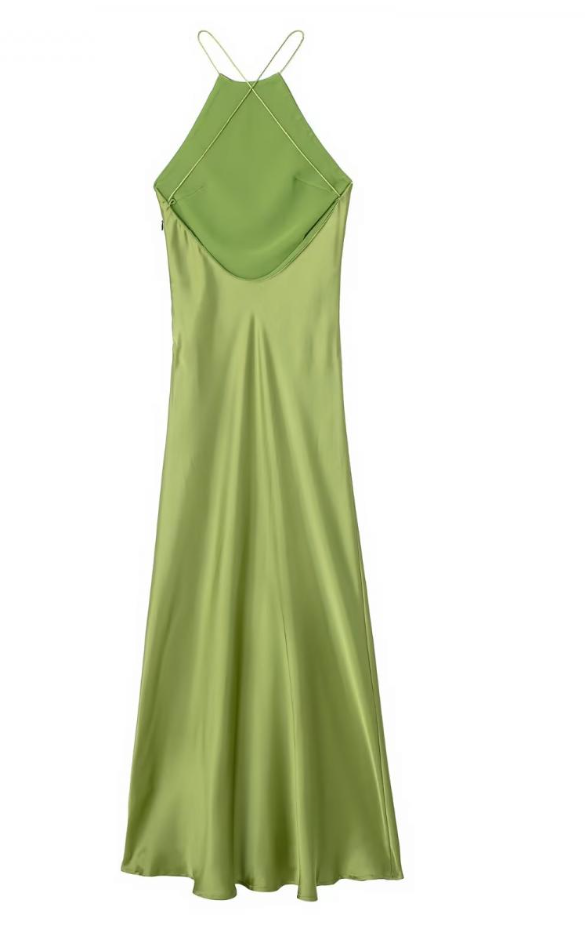 Vestido Largo Mujer Satén Espalda Descubierta Primavera Verano