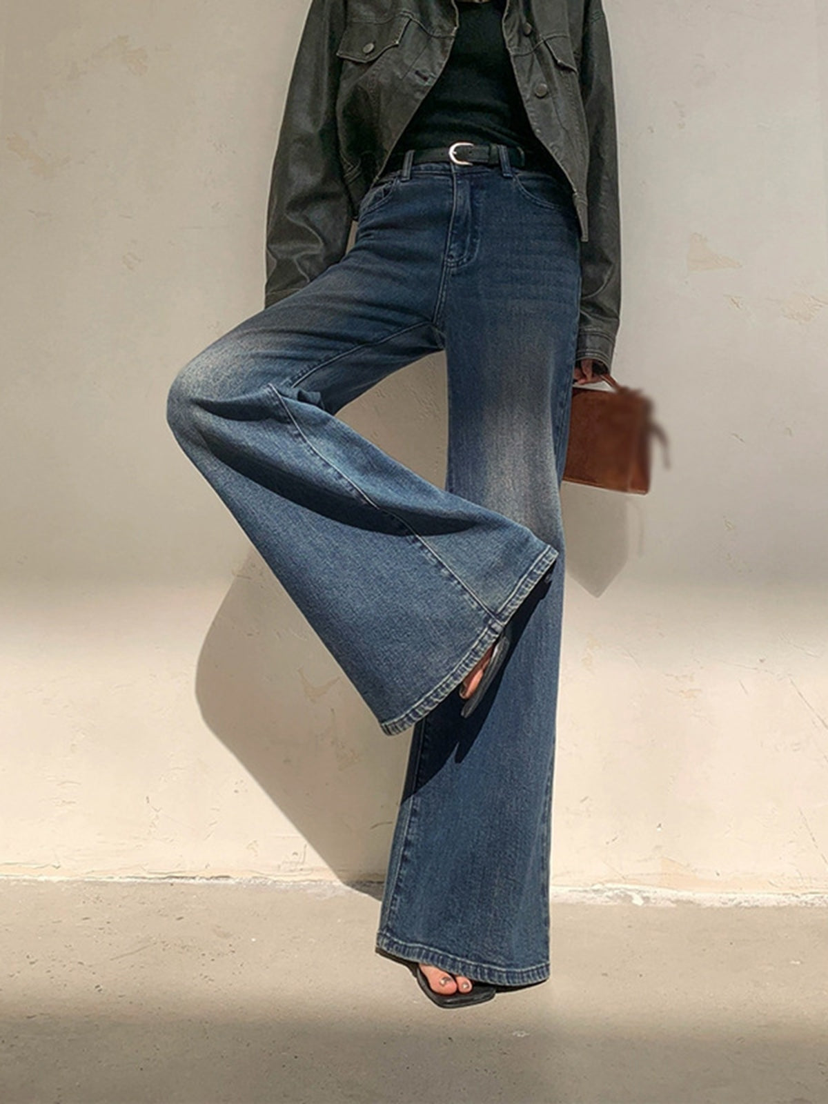 Pantalones Vaqueros Mujer Cintura Alta Corte Amplio