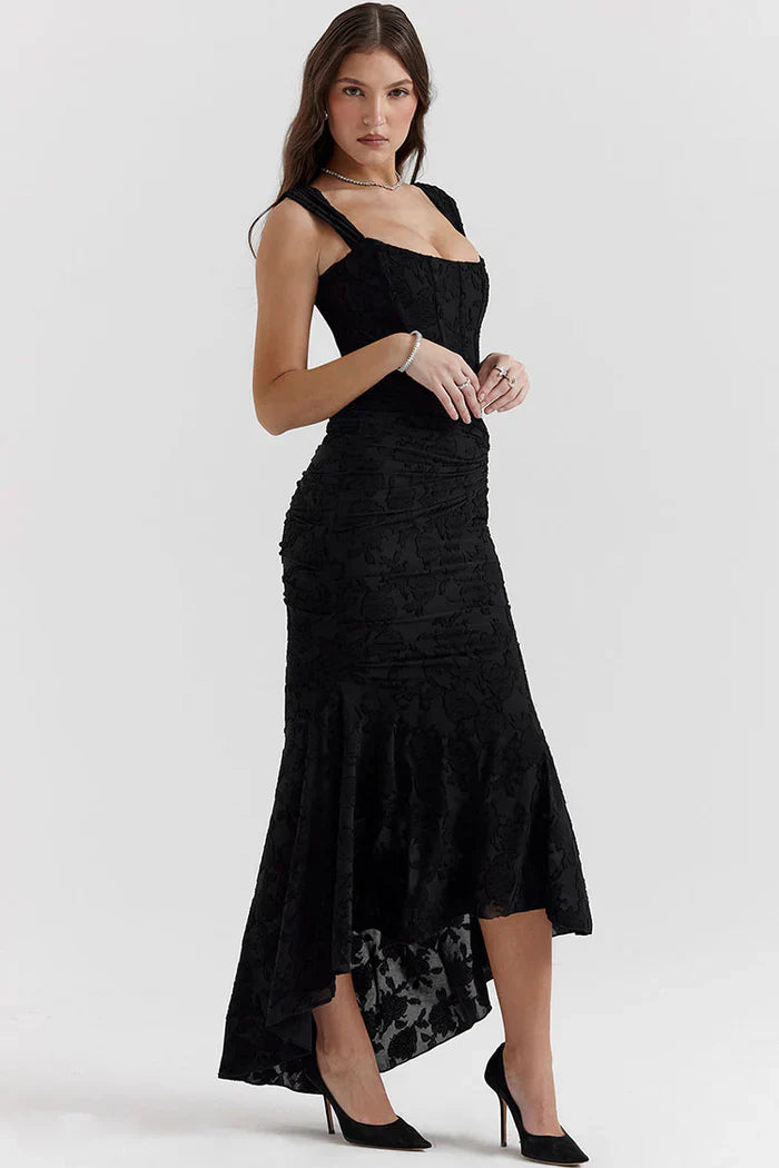 Vestido sirena mujer de encaje con opciones sin tirantes y hombros
