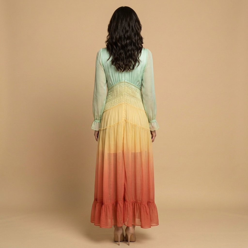 Vestido Largo Mujer Boho Capas Degradado