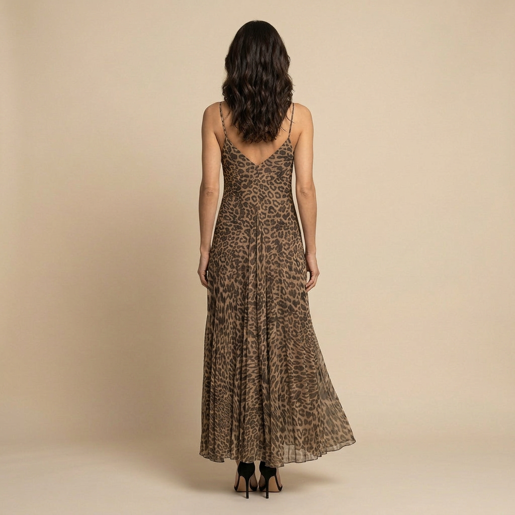 Vestido Largo Mujer de Chifón con Tirantes Finos