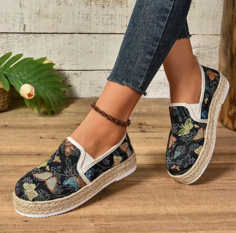 Alpargatas Mujer Plataforma Estampado Floral Suela Esparto