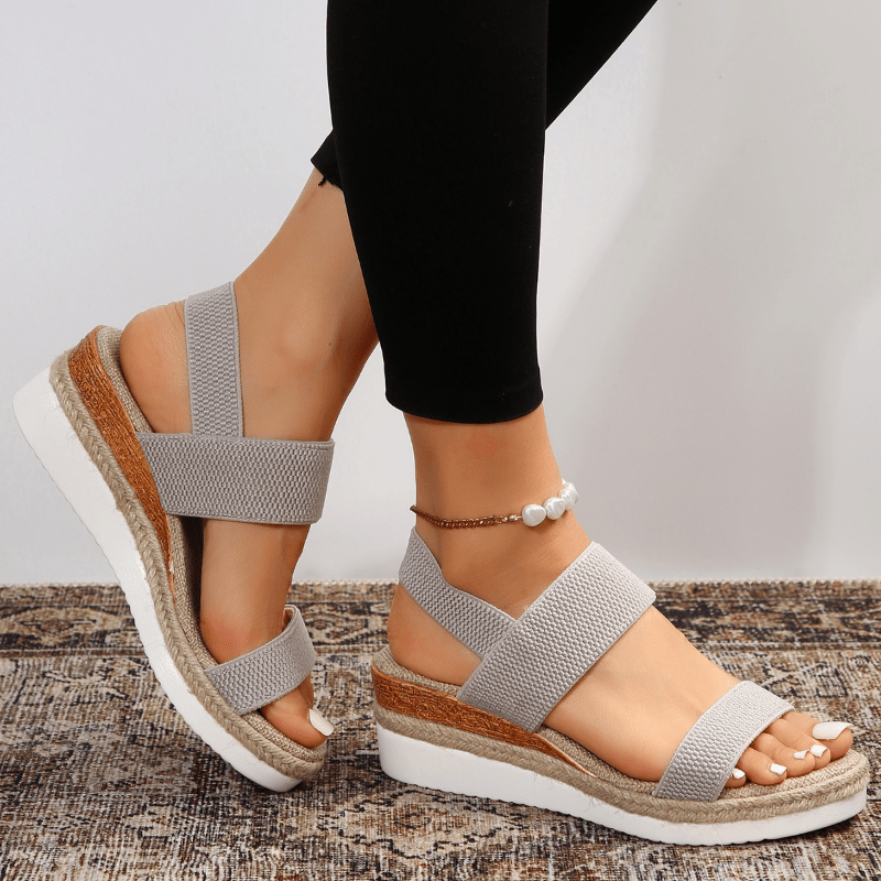 Sandalias Plataforma Mujer Lino Cuña Cuerda