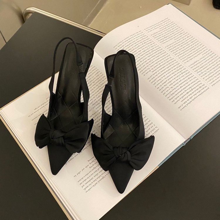 Zapatos tacón mujer con lazo decorativo elegante