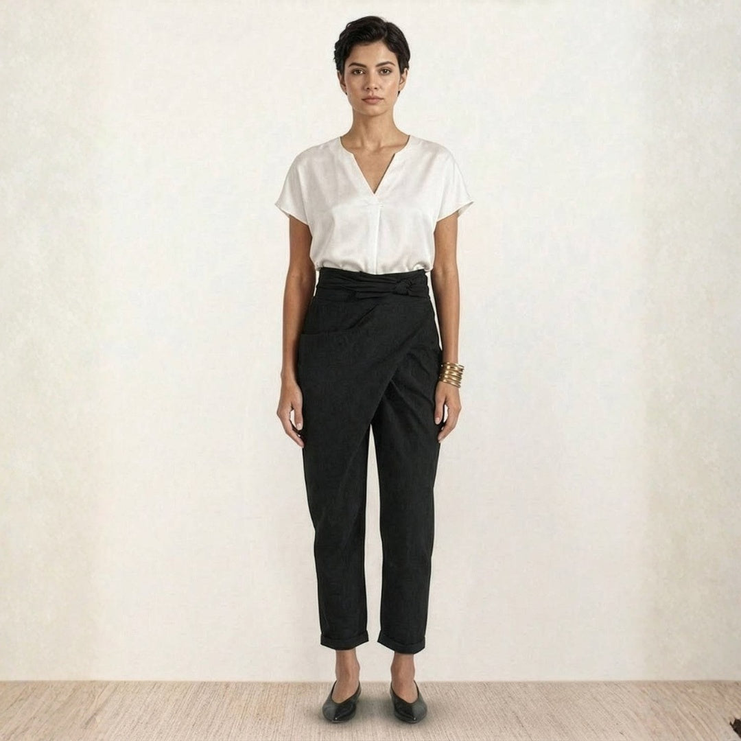 Pantalón Palazzo Mujer Cintura Alta Lazo Ajustable
