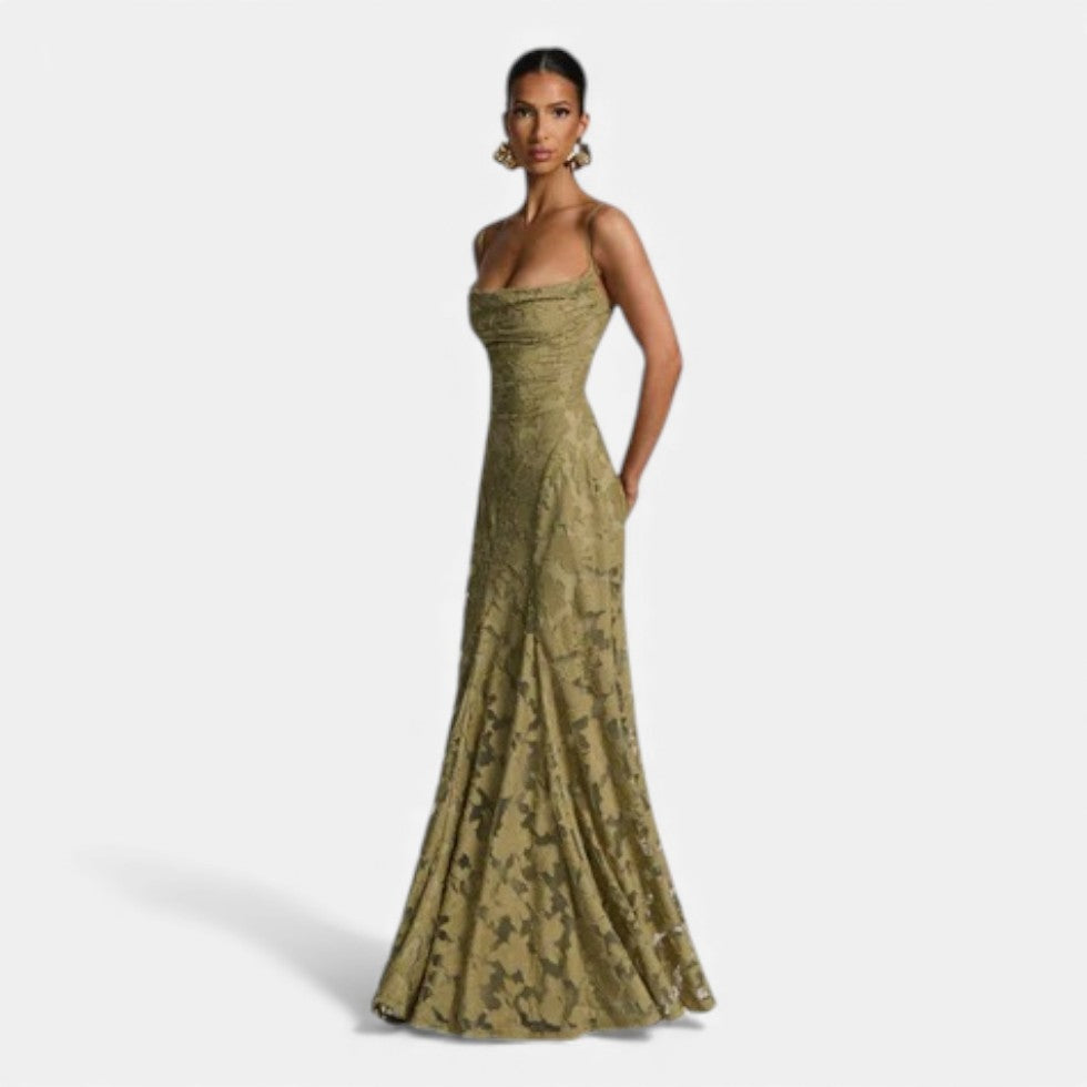 Vestido Largo Mujer de Encaje Tirantes Gala