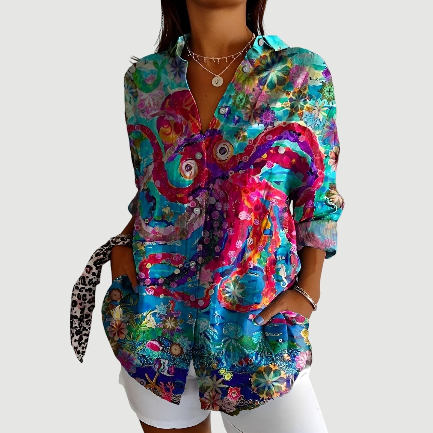 Blusa Mujer de Tela Ligera y Botones Ajuste Clásico - Mavetta