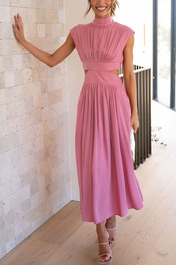 Vestido midi mujer con cut-out y bolsillos corte versátil verano