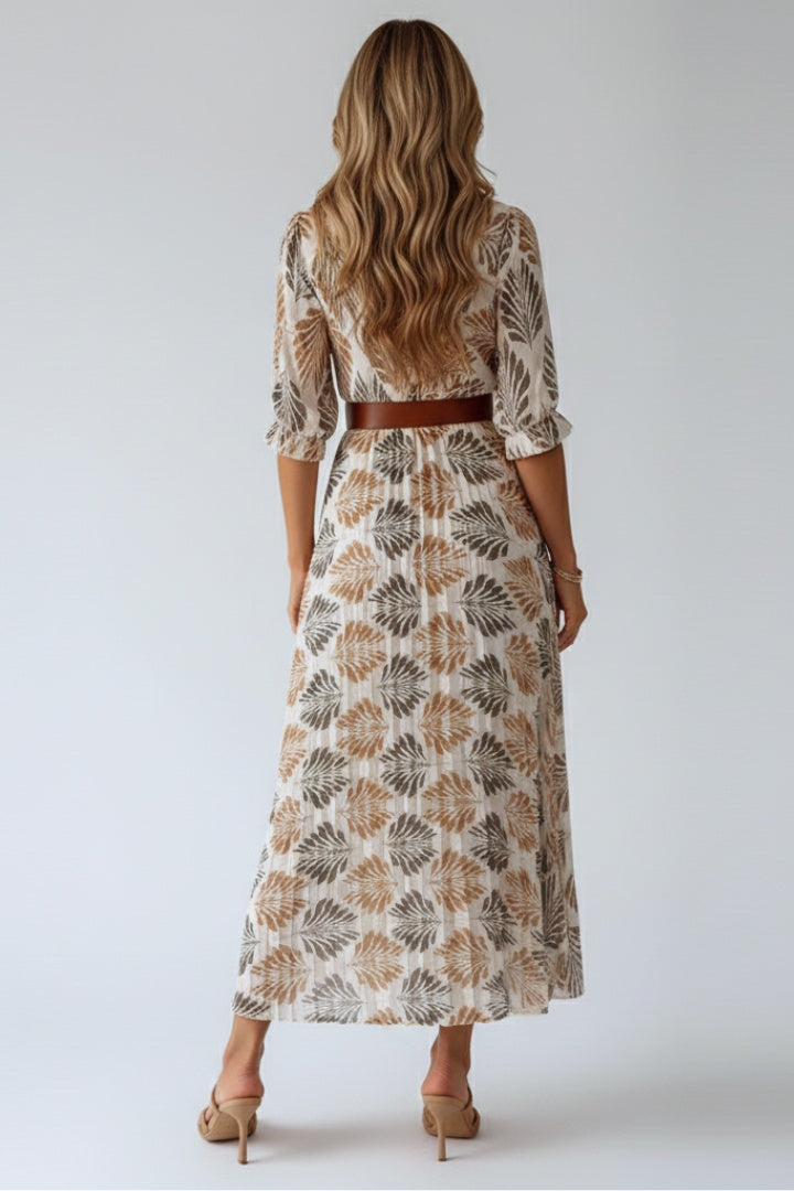 Vestido Largo Mujer Estampado Camisero Ajuste Relax