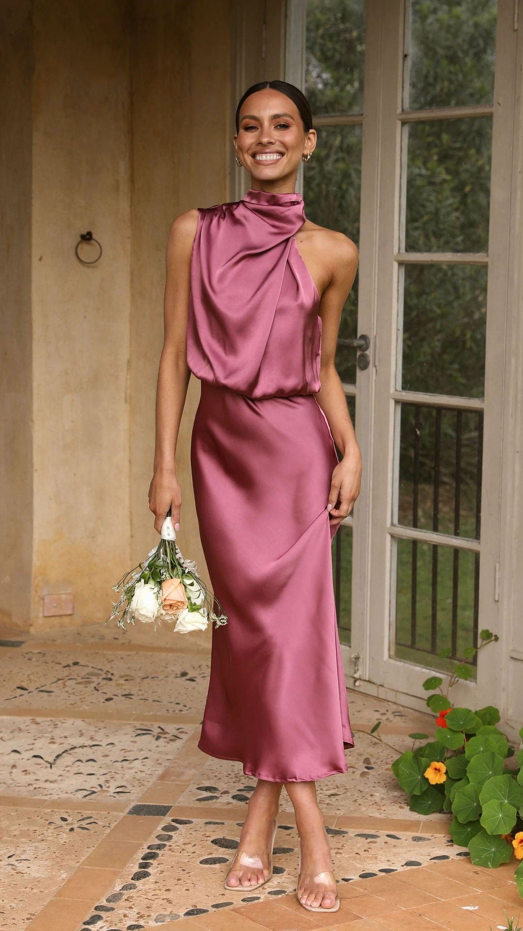 Vestido Mujer de Satén Ligero Ajuste Elegante Fiesta - Mavetta