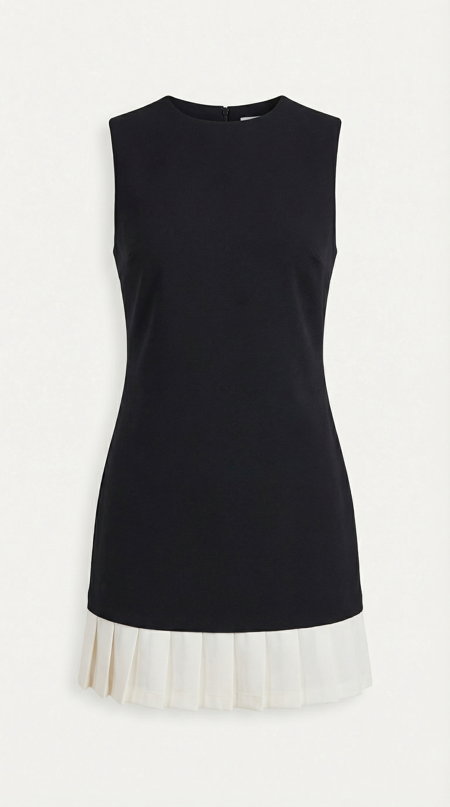Vestido Mini Mujer de Punto Cuello Redondo Sin Mangas Entallado
