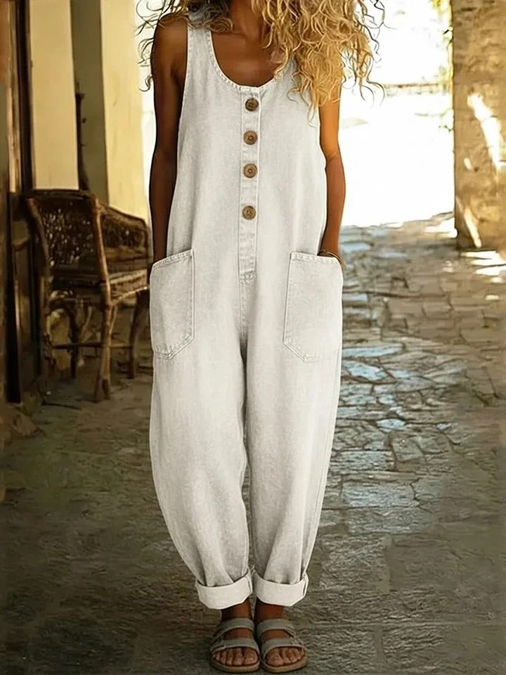Mono mujer de algodón denim estilo vintage ajuste cómodo