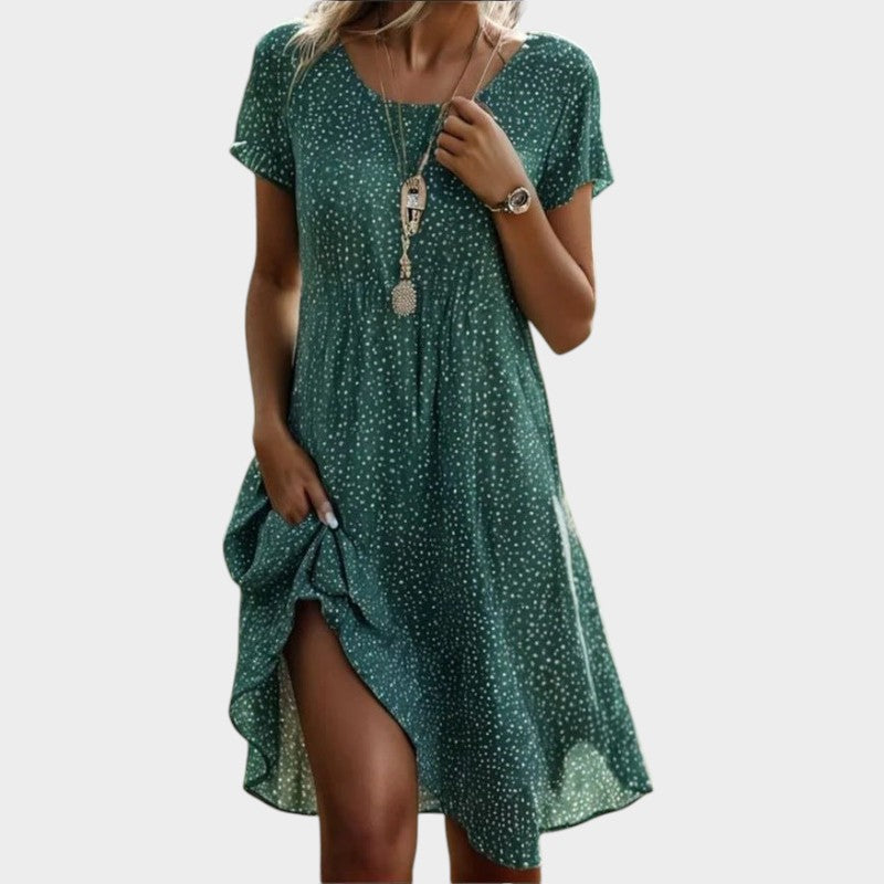 Vestido Mujer Fluido Escote en V Manga Ligera Suelto