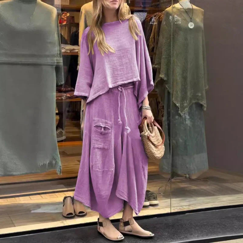 Conjunto Mujer de Dos Piezas Suelto y Falda Midi Comodo