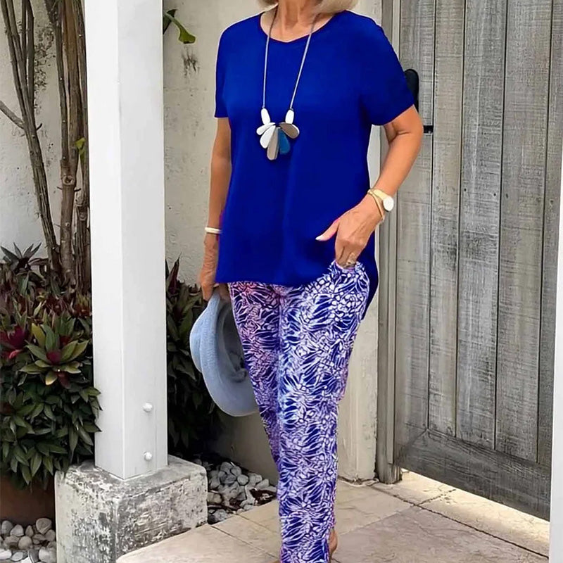 Conjunto Mujer Dos Piezas Tejido Ligero Estampado