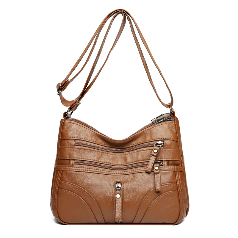 Bolso bandolera mujer con bolsillos y cremallera funcional