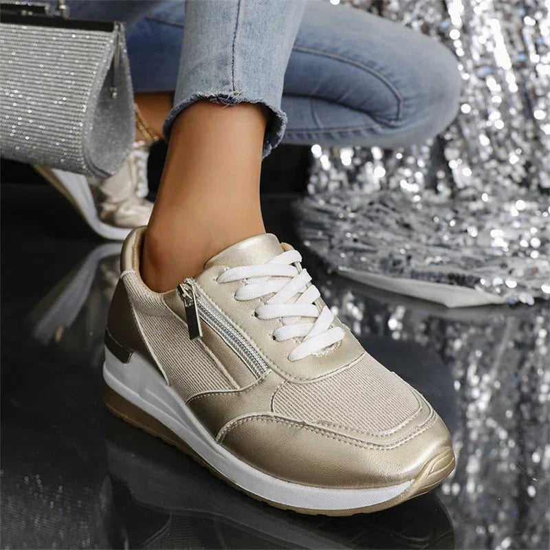 Zapatillas ortopédicas mujer con cordones y cremallera lateral