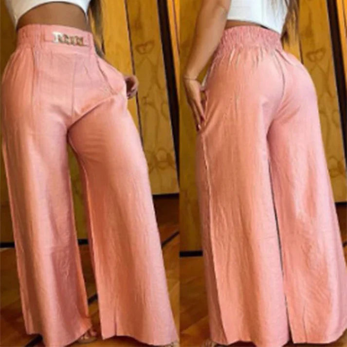 Pantalones Mujer Anchos Cintura Alta Cinturón Ajustable
