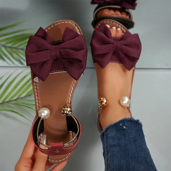 Sandalias Mujer de Tiras con Detalle de Perla Elegantes