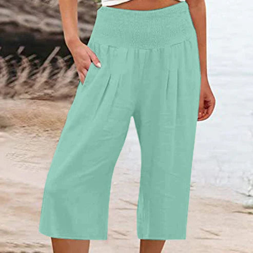 Pantalones Capri Mujer Ligeros Cintura Elástica
