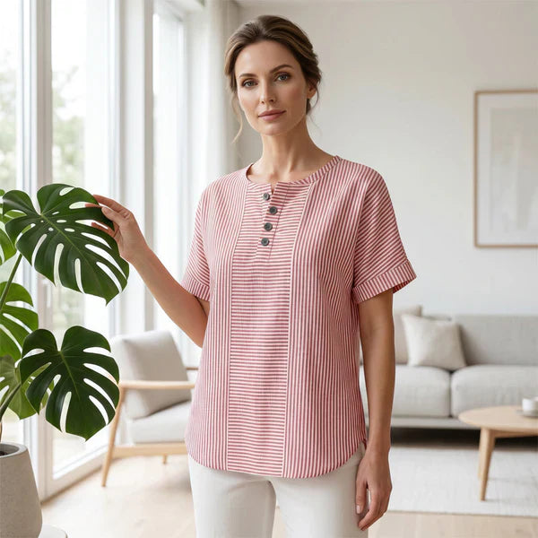 Blusa Mujer de Rayas Estilo Francés Ajuste Clásico