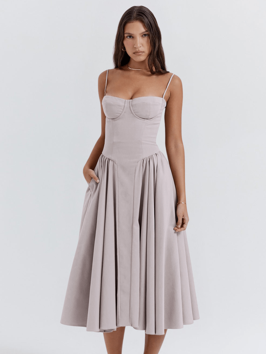 Vestido midi mujer Ligero Retro Versátil Fiesta