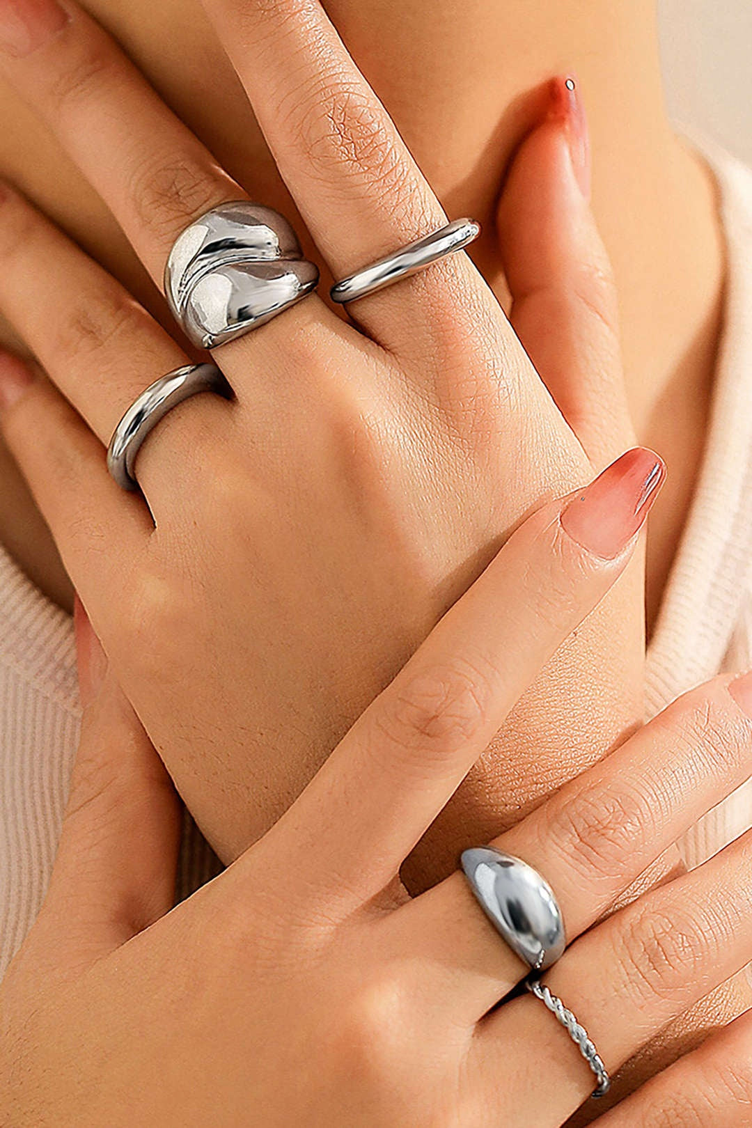 Conjunto Anillos Apilables Mujer Diseño Multipiezas