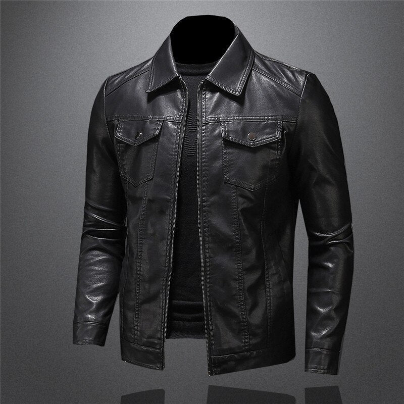 Chaqueta Hombre de Cuero Ajustada Clásica