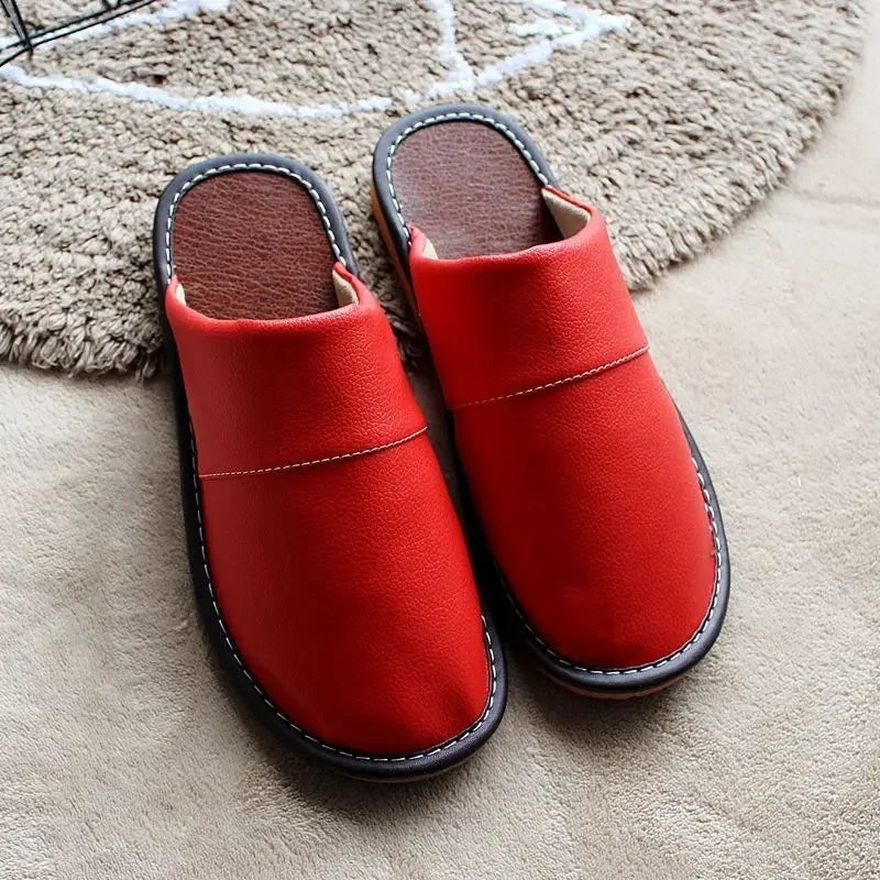 Zapatillas Sin Cordones de Cuero Hombre Casa