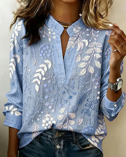 Blusa mujer ligera cuello en V floral verano