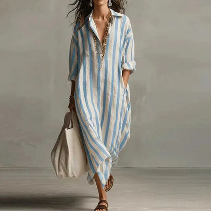 Vestido camisero mujer de rayas largo