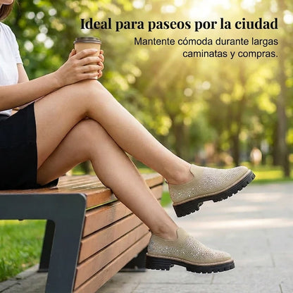 Mocasines Mujer sin Cordones con Pedrería Brillante