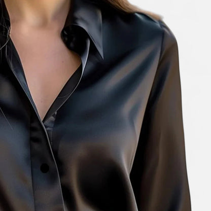 Blusa Mujer de Satén Manga Larga Estilo Sofisticado
