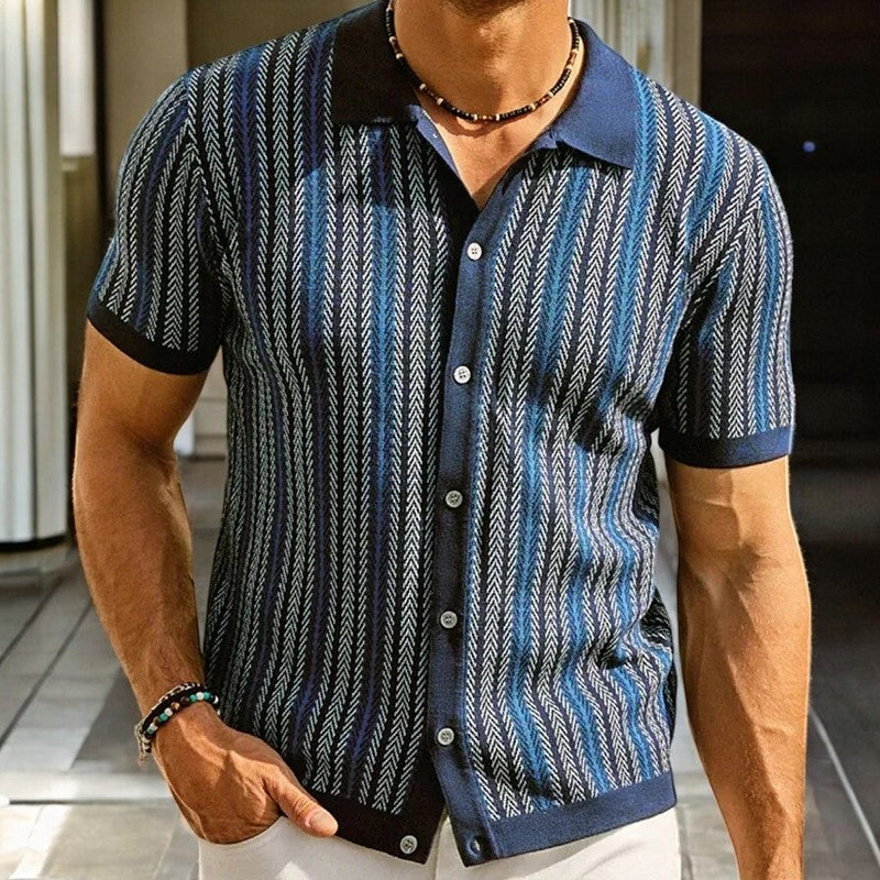 Polo Hombre de Punto Manga Corta Cierre de Botones