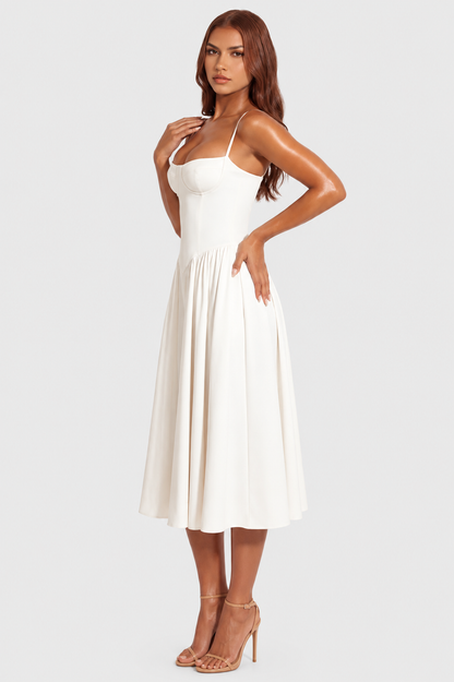 Vestido Midi Mujer Escote Corazón Ajustado