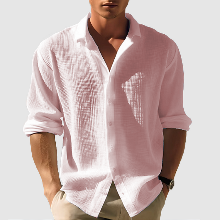 Camisa Hombre Ligera Algodón Manga Corta Botones