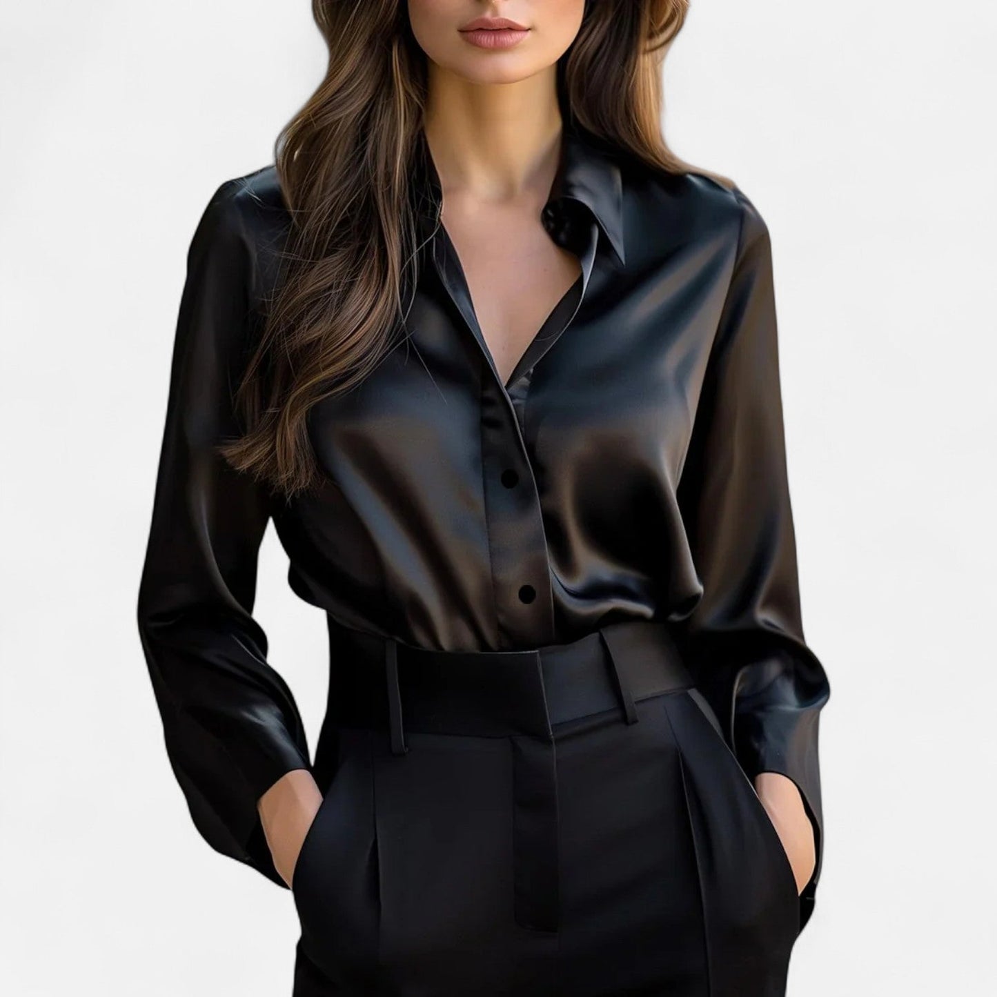 Blusa Mujer de Satén Manga Larga Estilo Sofisticado - Mavetta