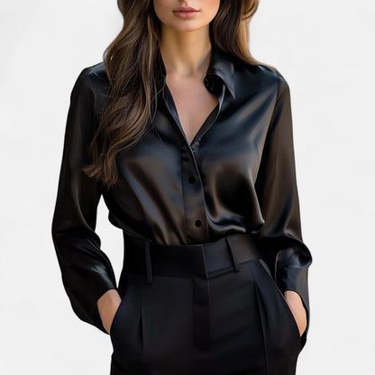 Blusa Mujer de Satén Manga Larga Estilo Sofisticado - Mavetta