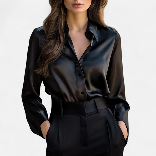 Blusa Mujer de Satén Manga Larga Estilo Sofisticado - Mavetta