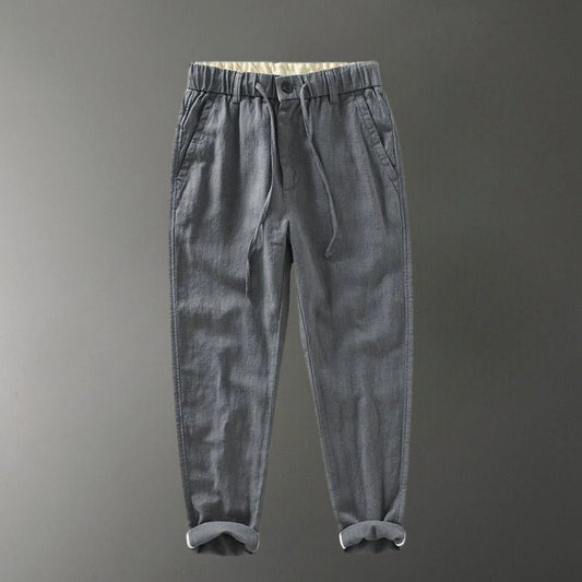 Pantalones Hombre de Lino y Algodón Corte Recto Cintura Elástica - Mavetta
