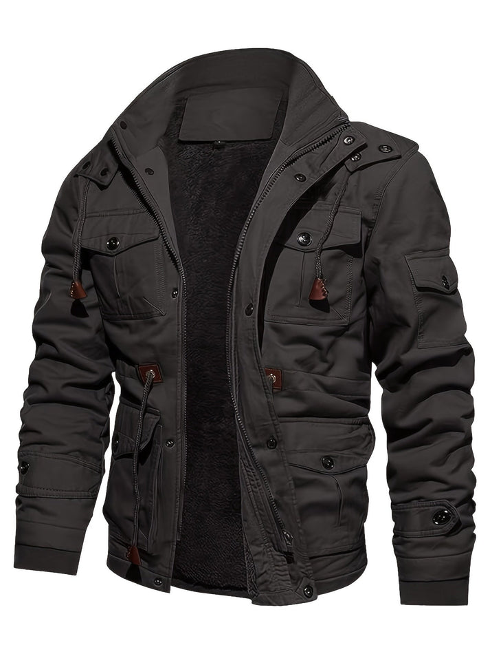 Chaqueta Hombre Forro Polar Táctica Múltiples Bolsillos