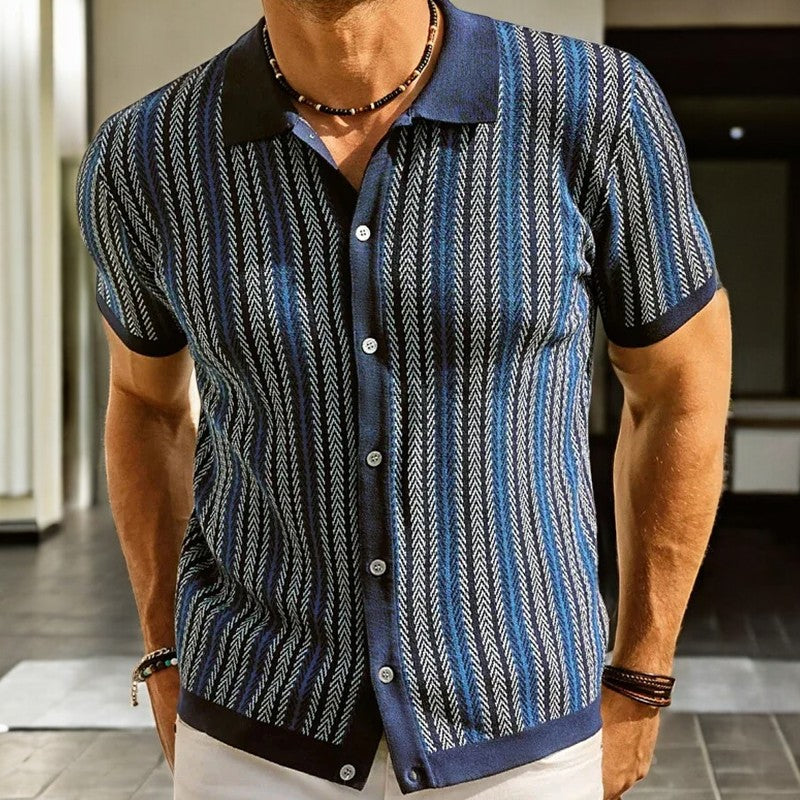 Polo Hombre de Punto Manga Corta Cierre de Botones
