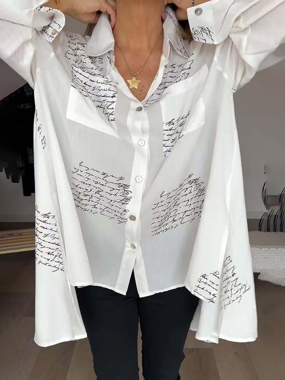 Camisa Mujer Algodón Básica Corte Relajado Estilo Moderno