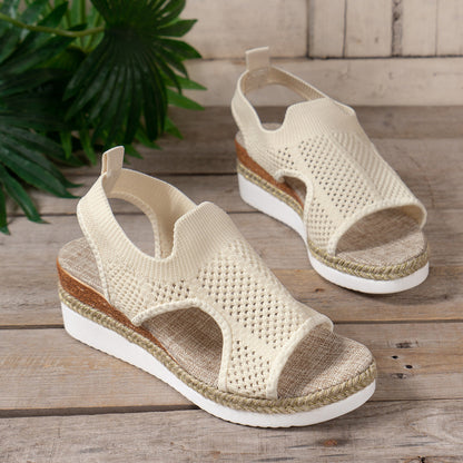 Sandalias Mujer Cuña Malla Transpirable Diseño Veraniego