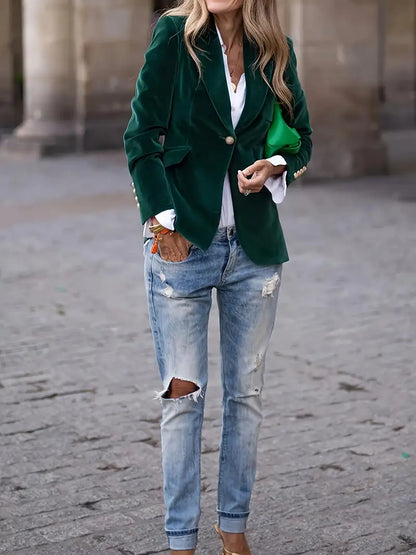 Blazer Mujer de Terciopelo Elegante Corte Clásico
