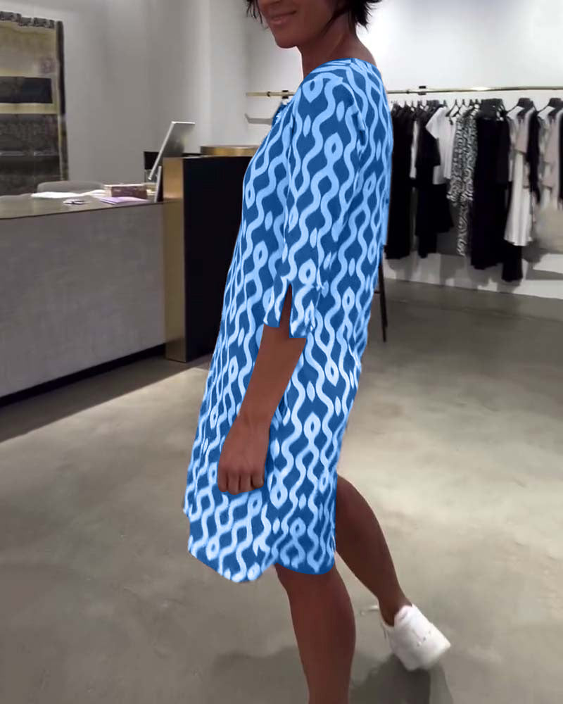Vestido Verano Mujer Escote en V Estampado Moderno